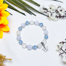 Load image into Gallery viewer, Ocean Blue (Santa Maria Aquamarine, Blue Chalcedony, Clear Quartz) Crystal Bracelet