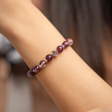 Load image into Gallery viewer, Amethyst Phantom with Meteorite Clover Charm Crystal Bracelet