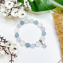 Load image into Gallery viewer, Azure Sky Crystal Bracelet (Blue Calcite, Blue Chalcedony, Frosted Clear Quartz)