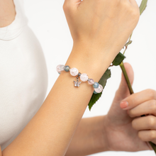 Load image into Gallery viewer, Azure Sky Crystal Bracelet (Blue Calcite, Blue Chalcedony, Frosted Clear Quartz)