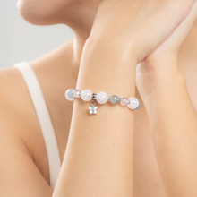 Load image into Gallery viewer, Azure Sky Crystal Bracelet (Blue Calcite, Blue Chalcedony, Frosted Clear Quartz)