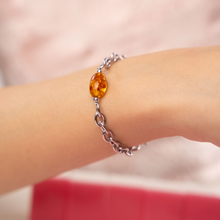 Load image into Gallery viewer, Baltic Amber (Russia) Drum 304 Stainless Steel Chain Crystal Bracelet