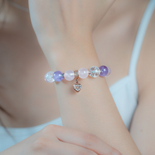 Load image into Gallery viewer, Lavender Rose Crystal Bracelet (Lavender Quartz, Rose Quartz, Clear Quartz)