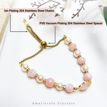 Load image into Gallery viewer, Princess Ophelia (Pink Opal, Pearl) Crystal Slider Bracelet
