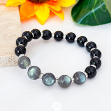 Load image into Gallery viewer, Labradorite (Grade AAA) x Black Agate Crystal Bracelet