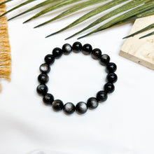 Load image into Gallery viewer, Silver Obsidian Crystal Bracelet