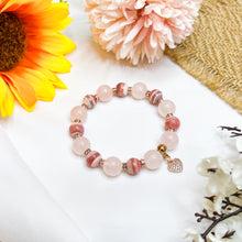 Load image into Gallery viewer, Pink Peonies (Rhodochrosite, Rose Quartz) Crystal Bracelet