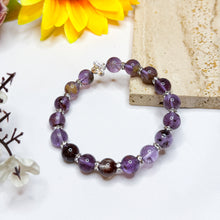Load image into Gallery viewer, Amethyst Phantom with Meteorite Clover Charm Crystal Bracelet
