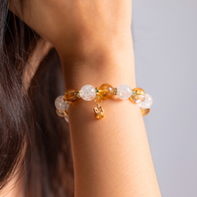 Load image into Gallery viewer, Honey Citrine x Crackled Clear Quartz Crystal Bracelet