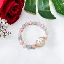 Load image into Gallery viewer, Benefactors' Magnet Dzi Agate Bead (Dzi Agate Bead, Pink Opal, Rose Quartz, Green Jade) Crystal Bracelet