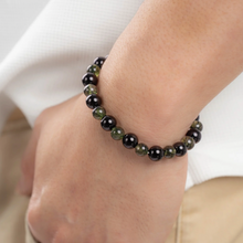 Load image into Gallery viewer, Green Rutile x Black Agate Crystal Bracelet