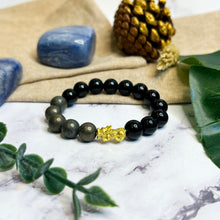 Load image into Gallery viewer, Pyrite x Black Agate (Gold Plated Pixiu)