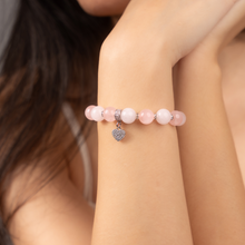 Load image into Gallery viewer, Cotton Roses (Rose Quartz, White Jade) Crystal Bracelet