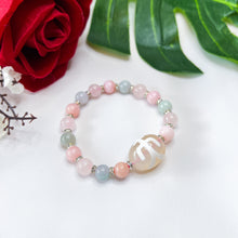 Load image into Gallery viewer, Benefactors' Magnet Dzi Agate Bead (Dzi Agate Bead, Pink Opal, Rose Quartz, Green Jade) Crystal Bracelet