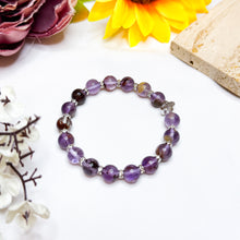 Load image into Gallery viewer, Amethyst Phantom with Meteorite Clover Charm Crystal Bracelet