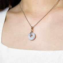 Load image into Gallery viewer, Green Jade Donut Sterling Silver 925 Crystal Necklace