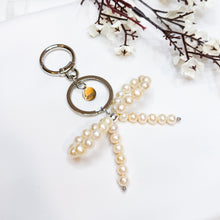 Load image into Gallery viewer, Ameliorate Crystals' Signature: Freshwater Pearls Ribbon Bow Signature Crystal Keychain