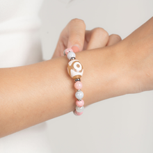 Load image into Gallery viewer, 3-Eyed Dzi Agate Bead (Fortune & Wealth Hook, Pink Opal & Green Jade) Crystal Bracelet