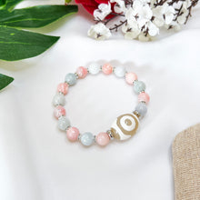 Load image into Gallery viewer, 3-Eyed Dzi Agate Bead (Fortune & Wealth Hook, Pink Opal & Green Jade) Crystal Bracelet