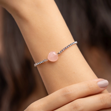 Load image into Gallery viewer, Rose Quartz Heart Tennis Chain Crystal Bracelet (Ameliorate's Signature)