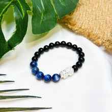 Load image into Gallery viewer, Kyanite x Black Agate (Gold Plated Abacus, S925 Pixiu) Crystal Bracelet