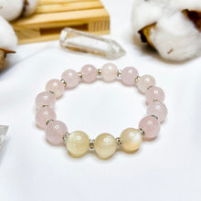 Load image into Gallery viewer, Pastel Honey (Rose Quartz, Peach Moonstone) Crystal Bracelet