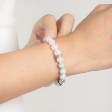 Load image into Gallery viewer, Green Jade x White Jade Crystal Bracelet (304 Stainless Steel Platinum Spacers)