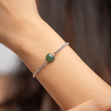 Load image into Gallery viewer, Green Aventurine Heart Signature Tennis Crystal Chain Crystal Bracelet