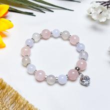 Load image into Gallery viewer, Pastel Mist (Rose Quartz, Blue Chalcedony, Chalcedony) Crystal Bracelet