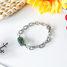 Load image into Gallery viewer, Green Rutile Freeform Chunky 304 Stainless Steel Chain Crystal Bracelet