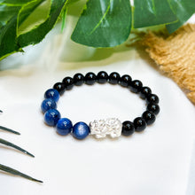 Load image into Gallery viewer, Kyanite x Black Agate (Gold Plated Abacus, S925 Pixiu) Crystal Bracelet