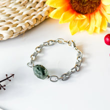 Load image into Gallery viewer, Green Rutile Freeform Chunky 304 Stainless Steel Chain Crystal Bracelet
