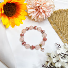 Load image into Gallery viewer, Pink Peonies (Rhodochrosite, Rose Quartz) Crystal Bracelet