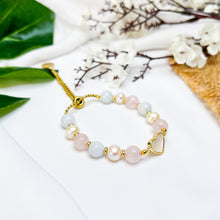 Load image into Gallery viewer, Princess Layla (Rose Quartz, Jade, Freshwater Pearls) Signature Crystal Chain Bracelet