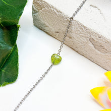 Load image into Gallery viewer, Arizona Peridot Mini Heart Stainless Steel Chain Crystal Bracelet