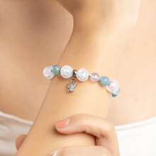 Load image into Gallery viewer, Azure Sky Crystal Bracelet (Blue Calcite, Blue Chalcedony, Frosted Clear Quartz)