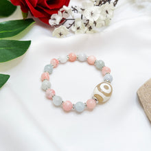Load image into Gallery viewer, 3-Eyed Dzi Agate Bead (Fortune & Wealth Hook, Pink Opal & Green Jade) Crystal Bracelet