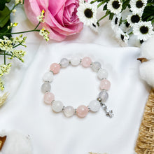 Load image into Gallery viewer, Pink Cherry Blossom (Rose Quartz, White Jade, Chalcedony) Crystal Bracelet
