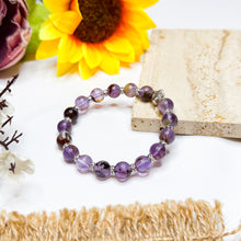 Load image into Gallery viewer, Amethyst Phantom with Meteorite Clover Charm Crystal Bracelet