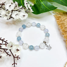 Load image into Gallery viewer, Azure Sky Crystal Bracelet (Blue Calcite, Blue Chalcedony, Frosted Clear Quartz)