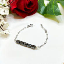 Load image into Gallery viewer, Hematite Stainless Steel Chain Crystal Bracelet