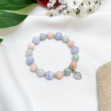 Load image into Gallery viewer, Cotton Clouds (Pink Opal, Blue Lace Agate, Green Jade) Crystal Bracelet