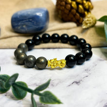 Load image into Gallery viewer, Pyrite x Black Agate (Gold Plated Pixiu)