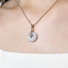 Load image into Gallery viewer, Green Jade Donut Sterling Silver 925 Crystal Necklace