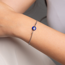 Load image into Gallery viewer, Lapis Lazuli Donut 305 Stainless Steel Chain Crystal Bracelet