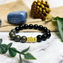 Load image into Gallery viewer, Pyrite x Black Agate (Gold Plated Pixiu)