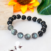 Load image into Gallery viewer, Labradorite (Grade AAA) x Black Agate Crystal Bracelet