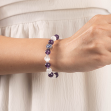 Load image into Gallery viewer, Amethyst x Selenite (Evil Eye) Crystal Bracelet