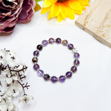 Load image into Gallery viewer, Amethyst Phantom with Meteorite Clover Charm Crystal Bracelet