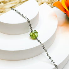 Load image into Gallery viewer, Arizona Peridot Mini Heart Stainless Steel Chain Crystal Bracelet